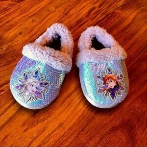Disney Frozen Sequin Fuzzy Toddler Slippers